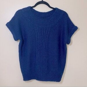 Vintage Eaton Select Blue Short Sleeve Scoop Neck Knit Sweater M